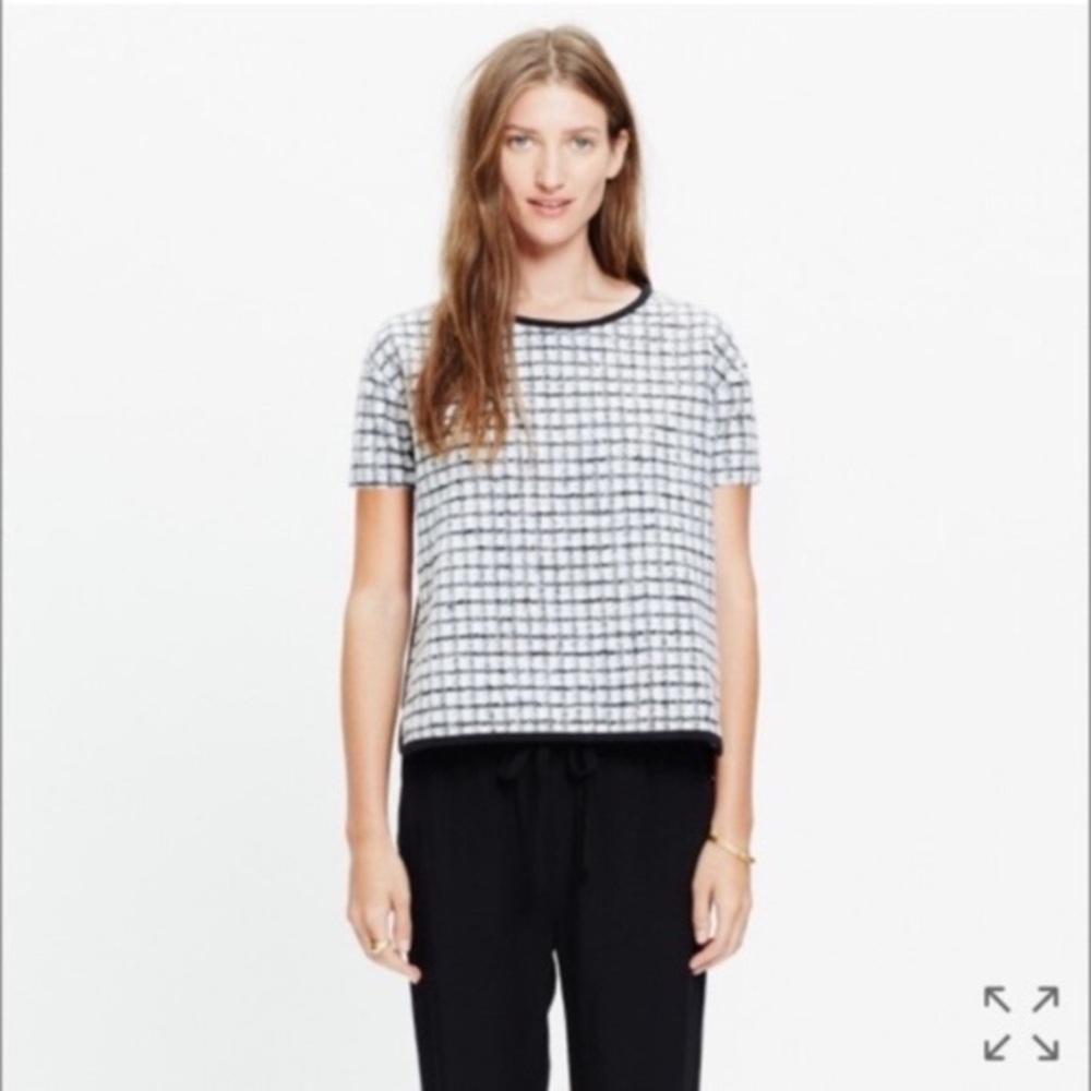 Madewell Women's Gray Brushed Windowpane Top
